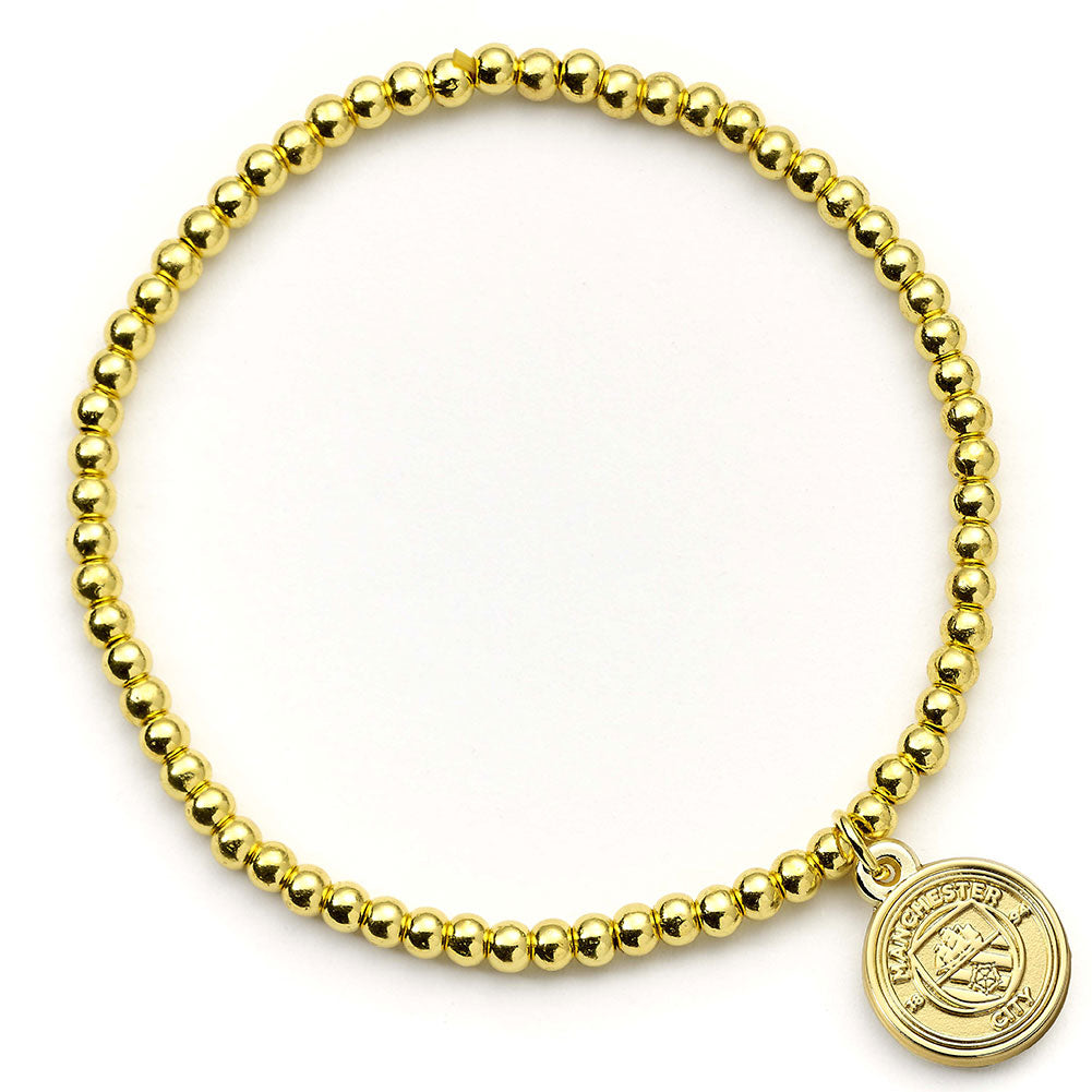 Manchester City FC Gold Finish Bead Bracelet - Shop Bracelets At Gift Moments - 1