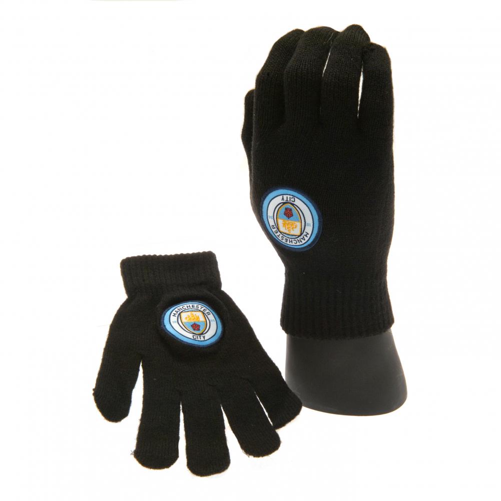Manchester City FC Knitted Gloves Junior - Shop Gloves At Gift Moments - 1