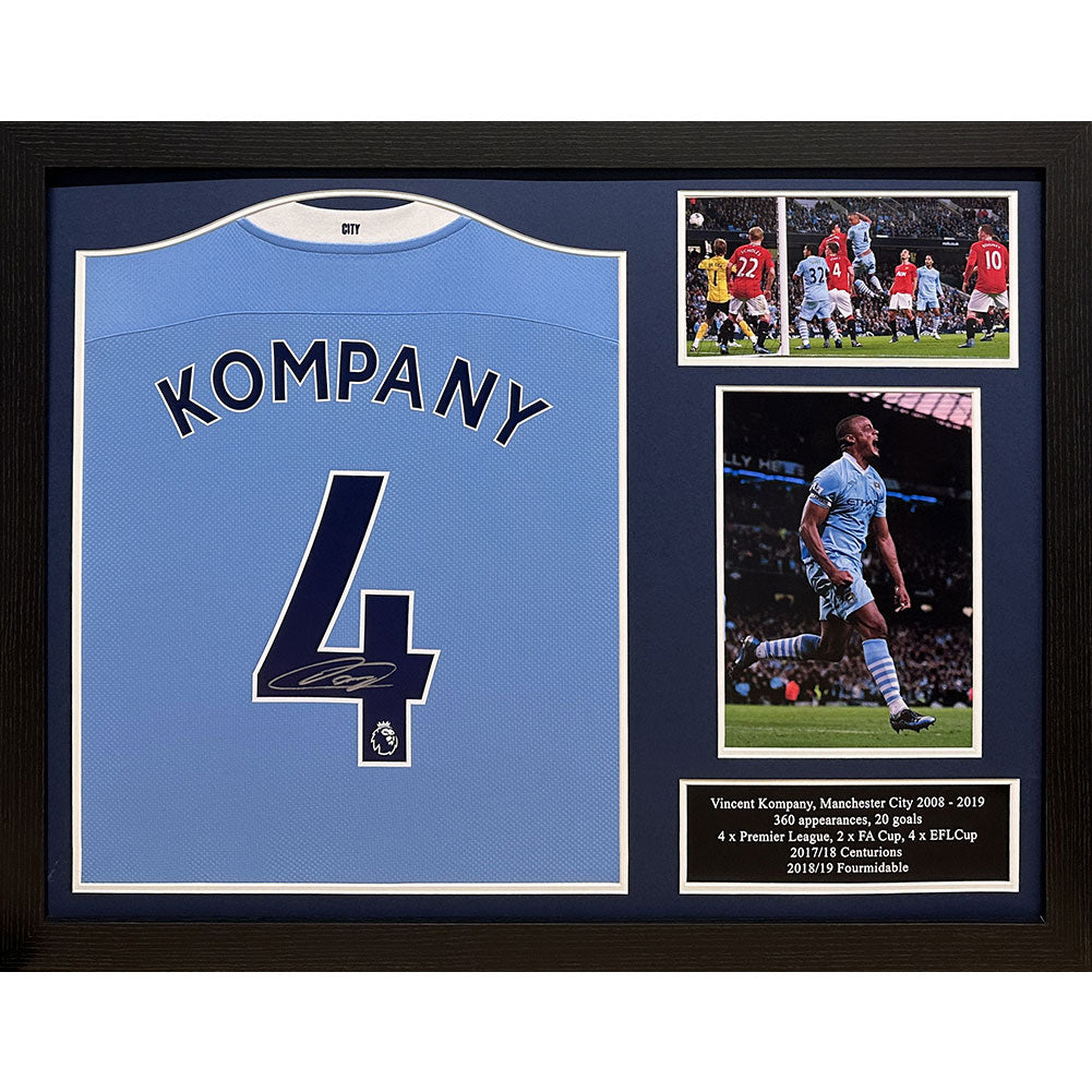 Manchester City FC Kompany Signed Shirt (Framed): 1 - Signed Memorabilia By Manchester City