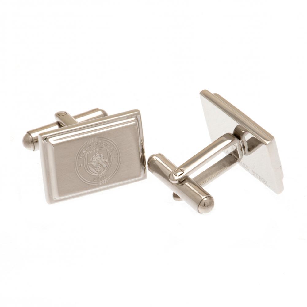 Manchester City FC Stainless Steel Cufflinks: 2 - Cufflinks & Tie Slides By Manchester City