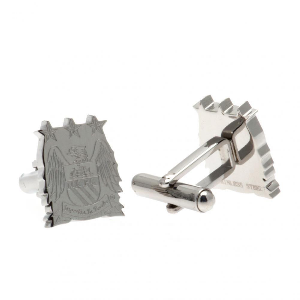 Manchester City FC Stainless Steel Formed Retro Cufflinks: 2 - Cufflinks & Tie Slides By Manchester City