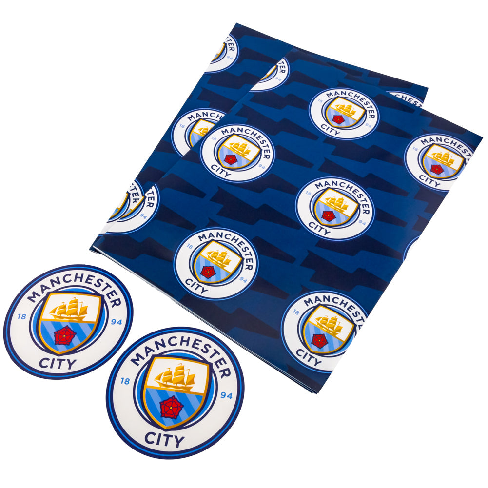 Manchester City FC Text Gift Wrap - Shop Gift Wrap & Bags At Gift Moments - 3