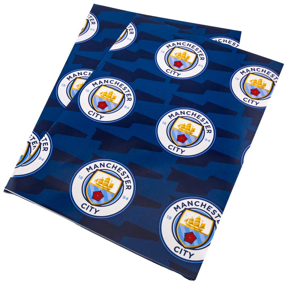 Manchester City FC Text Gift Wrap - Shop Gift Wrap & Bags At Gift Moments - 2