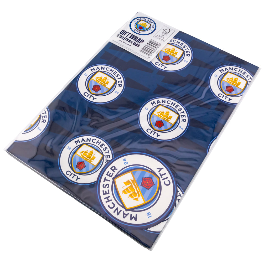 Manchester City FC Text Gift Wrap - Shop Gift Wrap & Bags At Gift Moments - 5