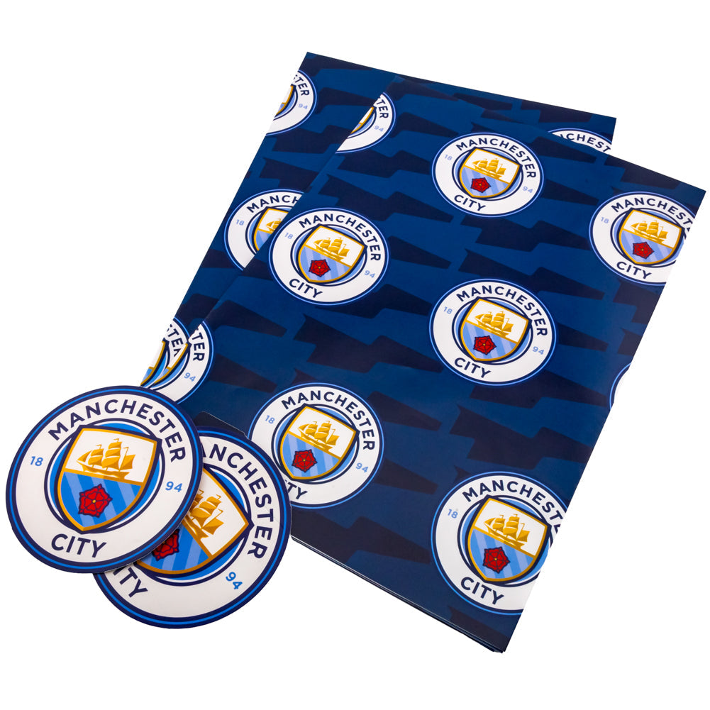 Manchester City FC Text Gift Wrap - Shop Gift Wrap & Bags At Gift Moments - 1