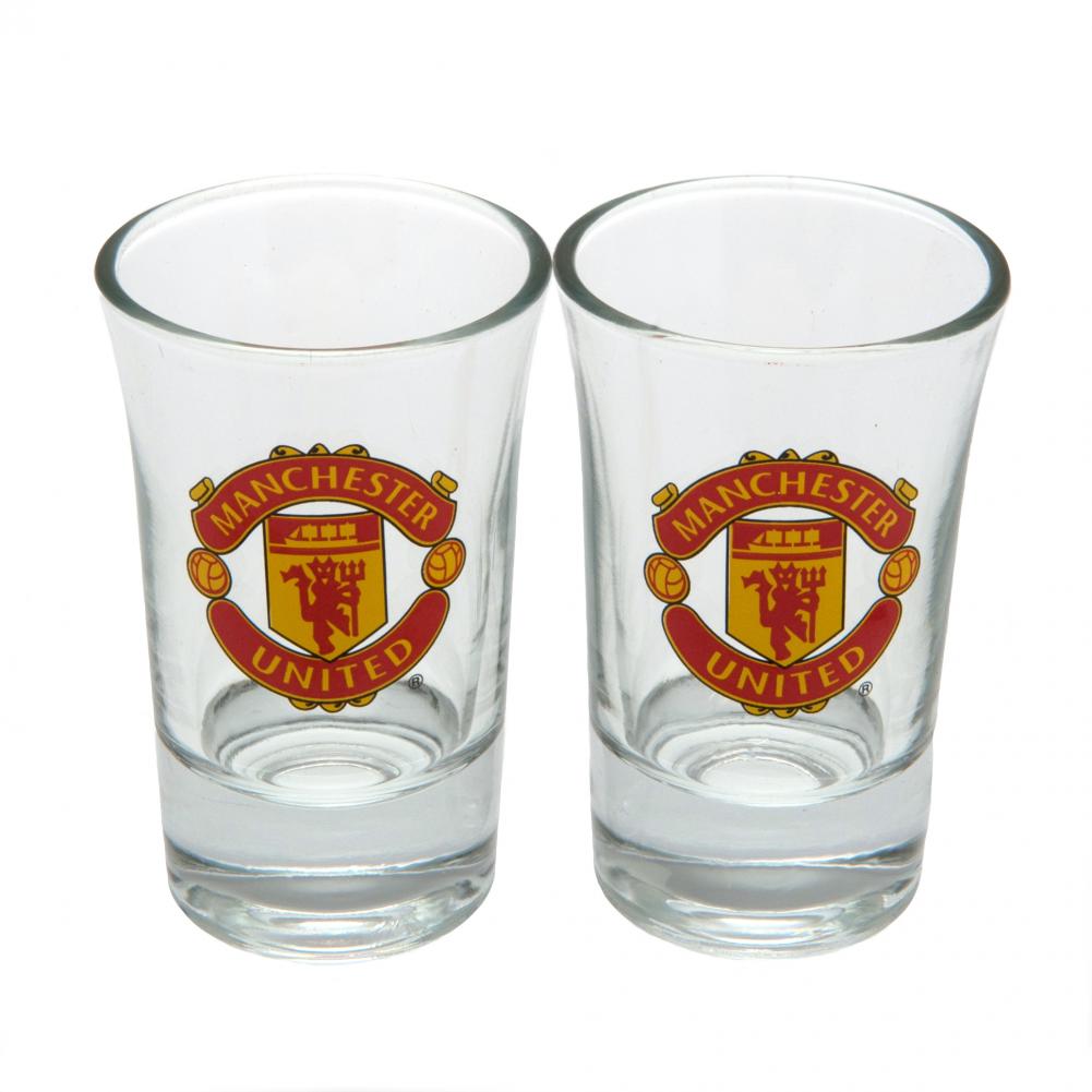 Manchester United FC 2pk Shot Glass Set - Shop Glassware At Gift Moments - 1