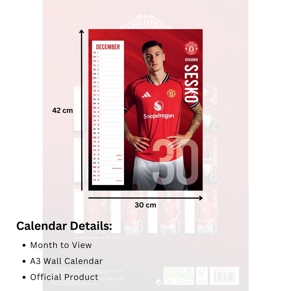 Manchester United FC A3 Calendar 2026: 5 - Calendars By Manchester United