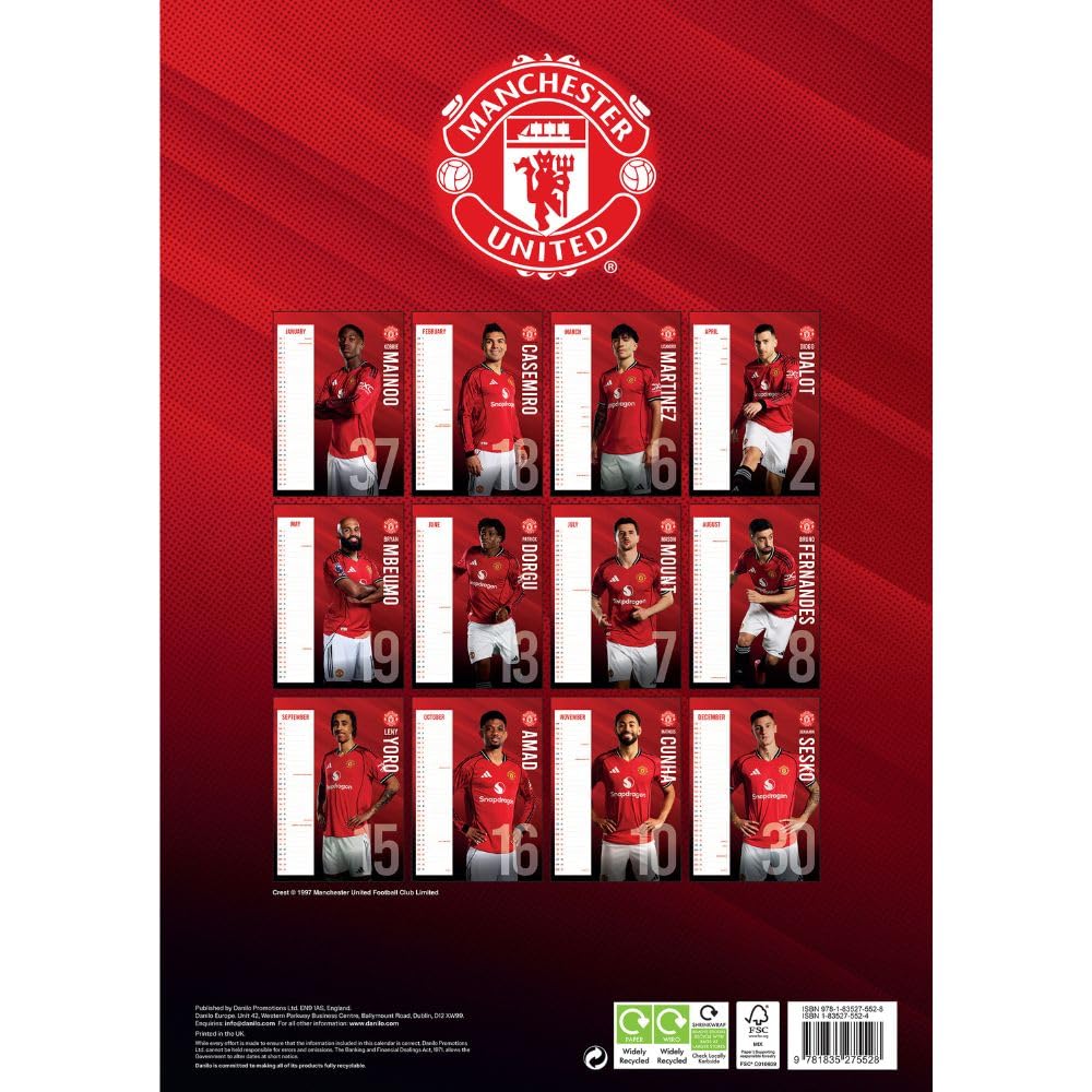Manchester United FC A3 Calendar 2026: 4 - Calendars By Manchester United