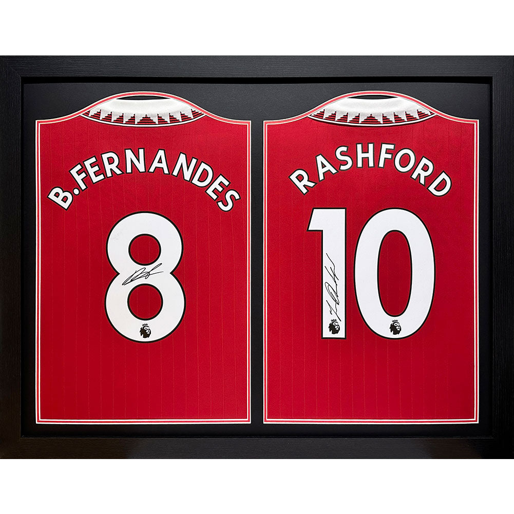 Manchester United FC Bruno Fernandes & Rashford Signed Shirts (Dual Framed): 1 - Signed Memorabilia By Manchester United