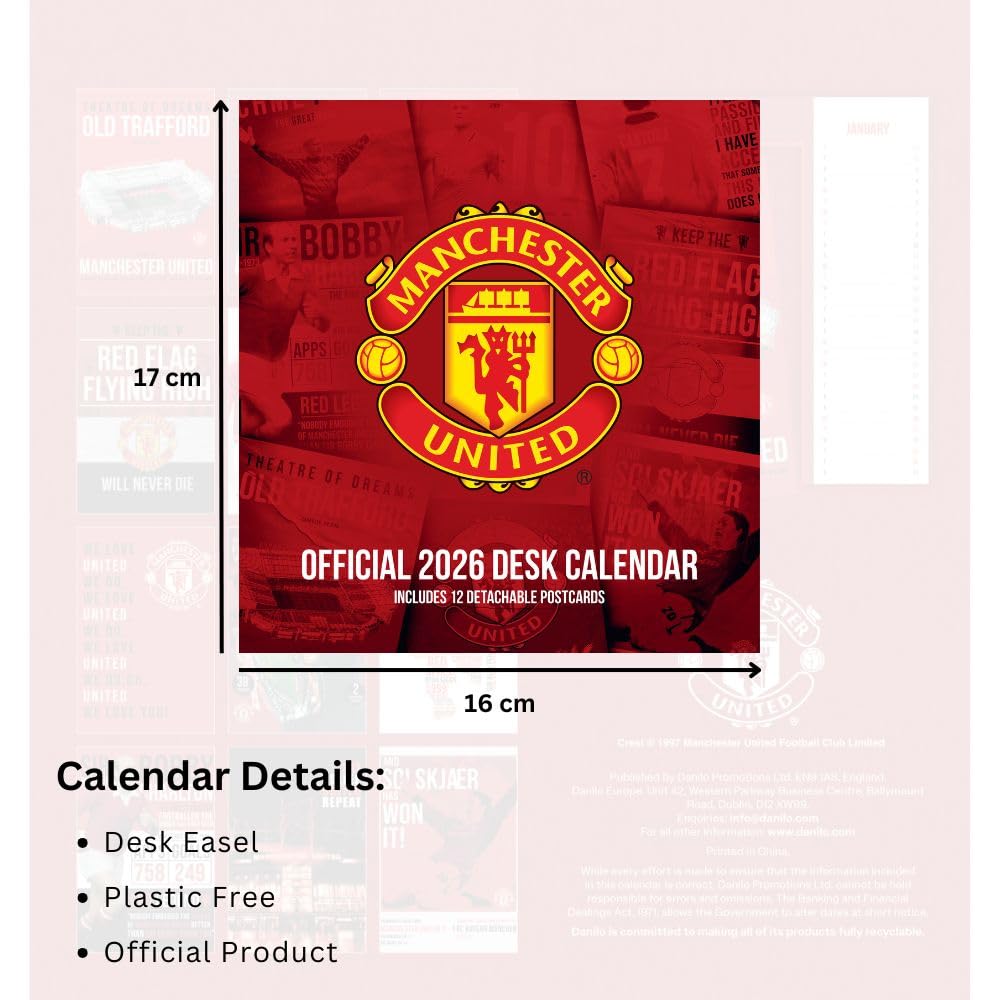 Manchester United FC Desktop Calendar 2026: 5 - Calendars By Manchester United