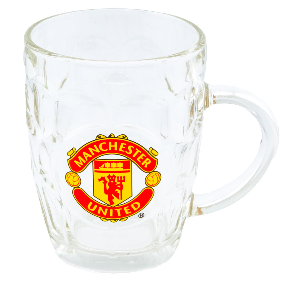Manchester United FC Dimple Glass Tankard - Shop Glassware At Gift Moments - 1