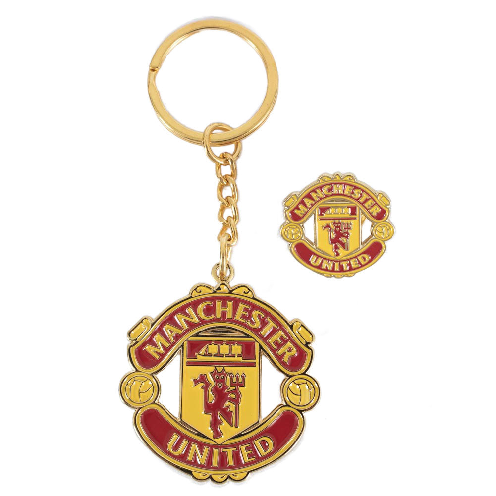 Manchester United FC Keyring & Badge Set: 1 - Keyrings By Manchester United