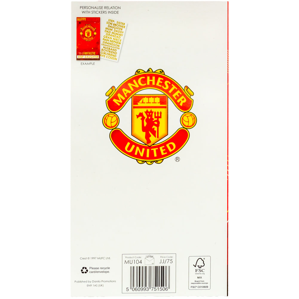 Manchester United FC Personalised Birthday Card: 5 - Greeting Cards By Manchester United