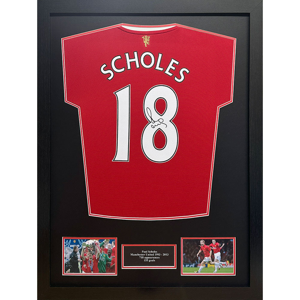 Manchester United FC Scholes Signed Shirt (Framed): 1 - Signed Memorabilia By Manchester United
