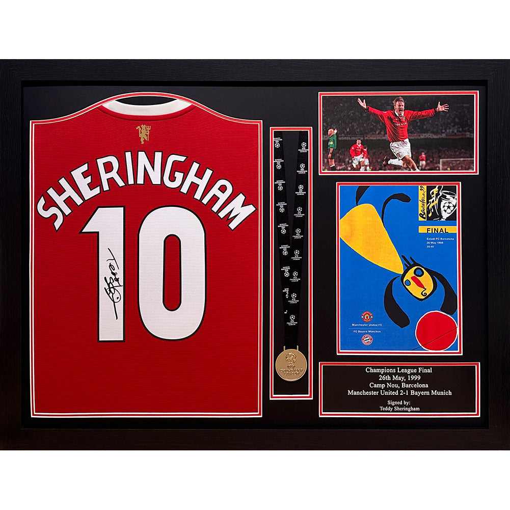 Manchester United FC Sheringham Signed Shirt & Medal (Framed): 1 - Signed Memorabilia By Manchester United
