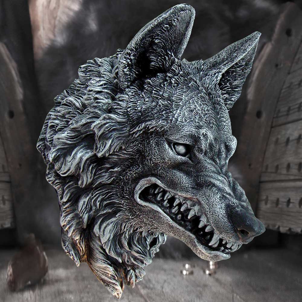 Menacing Grey Snarling Wolf Wall Plaque: 1 - Wall Hanging Sculptures By Gift Moments