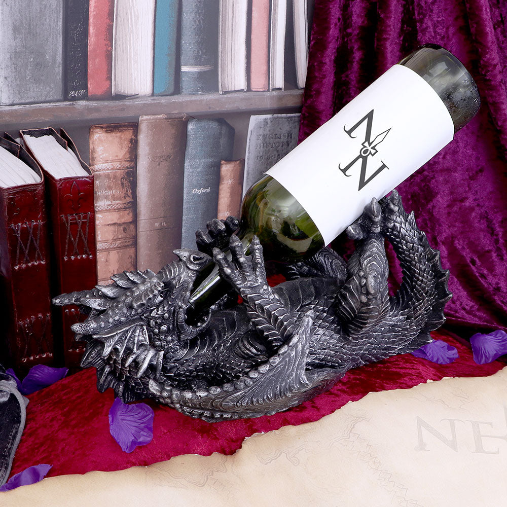 Metallic Silver Dragon Guzzler Wine Bottle Holder: 5 - Guzzlers & Wine Bottle Holders By Gift Moments