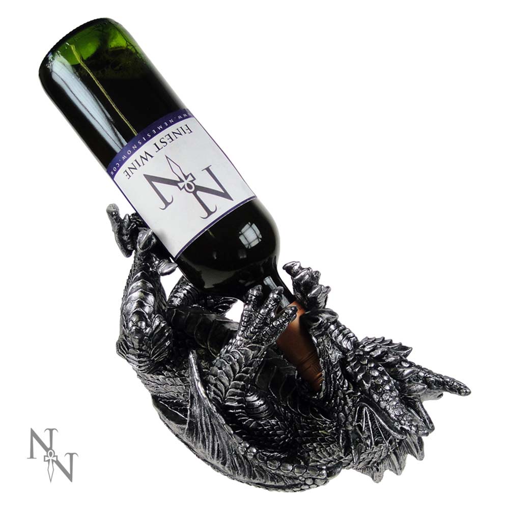 Metallic Silver Dragon Guzzler Wine Bottle Holder: 2 - Guzzlers & Wine Bottle Holders By Gift Moments