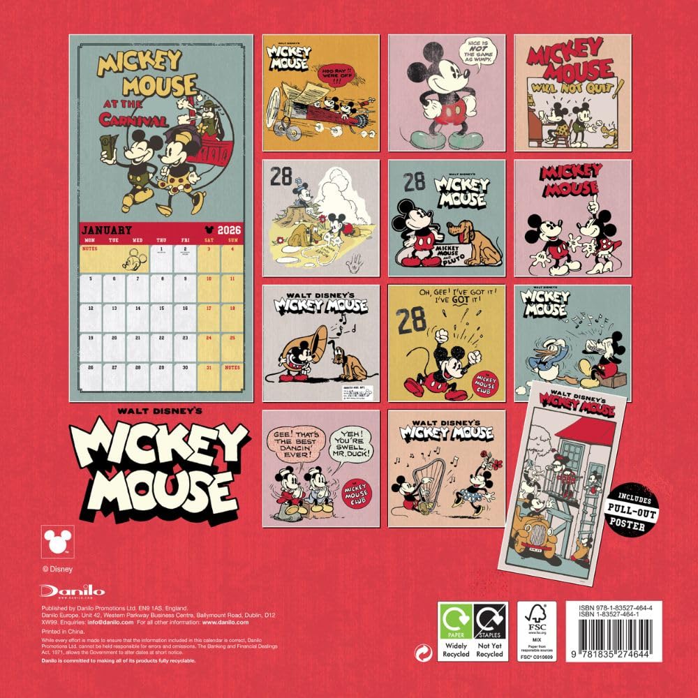 Mickey Mouse Classic Square Calendar 2026: 4 - Calendars By Mickey & Minnie Mouse