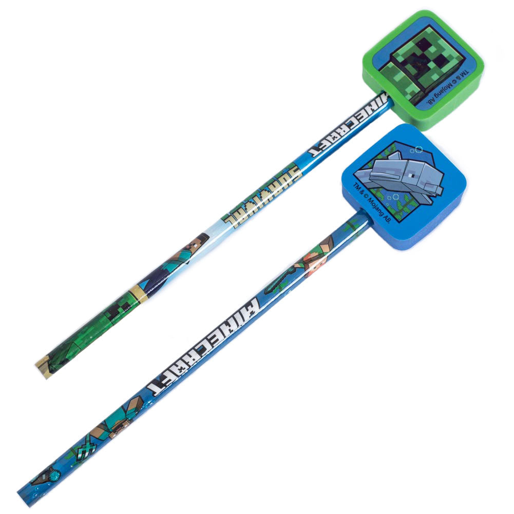 Minecraft 2pk Pencil & Topper Set: 1 - Pens & Pencils By Minecraft