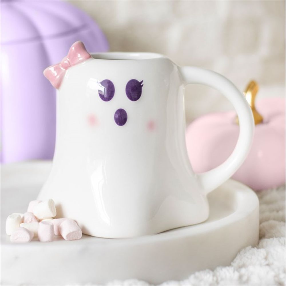 Miss Boo Ghost Shaped Mug with Bow: 1 - Mugs By Gift Moments