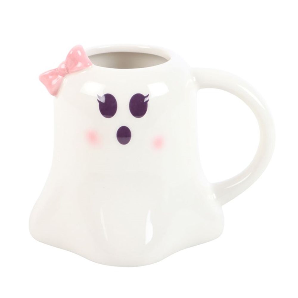 Miss Boo Ghost Shaped Mug with Bow: 2 - Mugs By Gift Moments