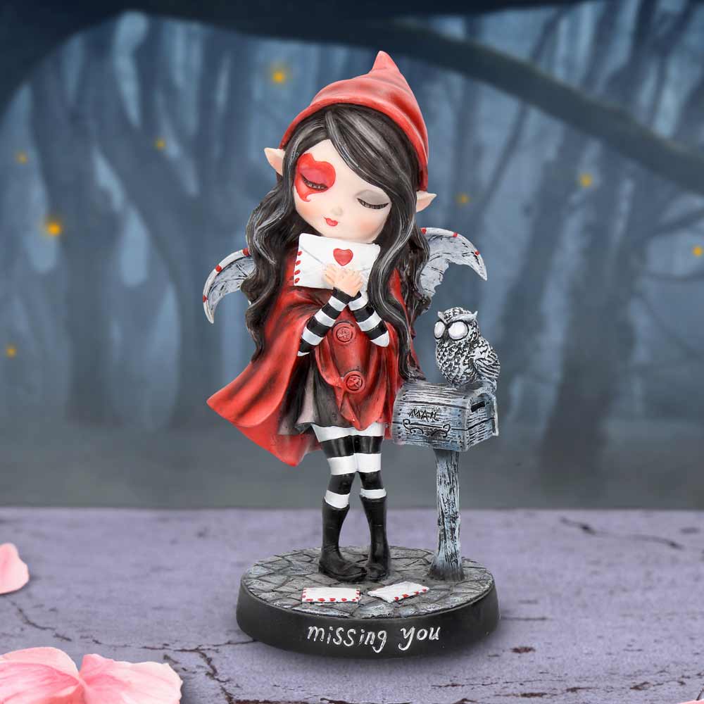 Missing You Red Hooded Fairy with Mailbox: 1 - Figurines Medium (15-29cm) By Gift Moments