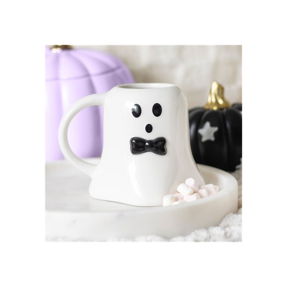 Mr Boo Ghost Shaped Mug with Bow Tie: 6 - Mugs By Gift Moments