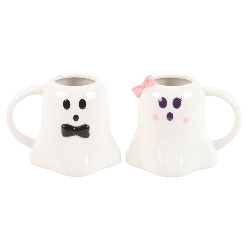 Mr and Mrs Boo Ghost Shaped Mug Set: 2 - Mugs By Gift Moments