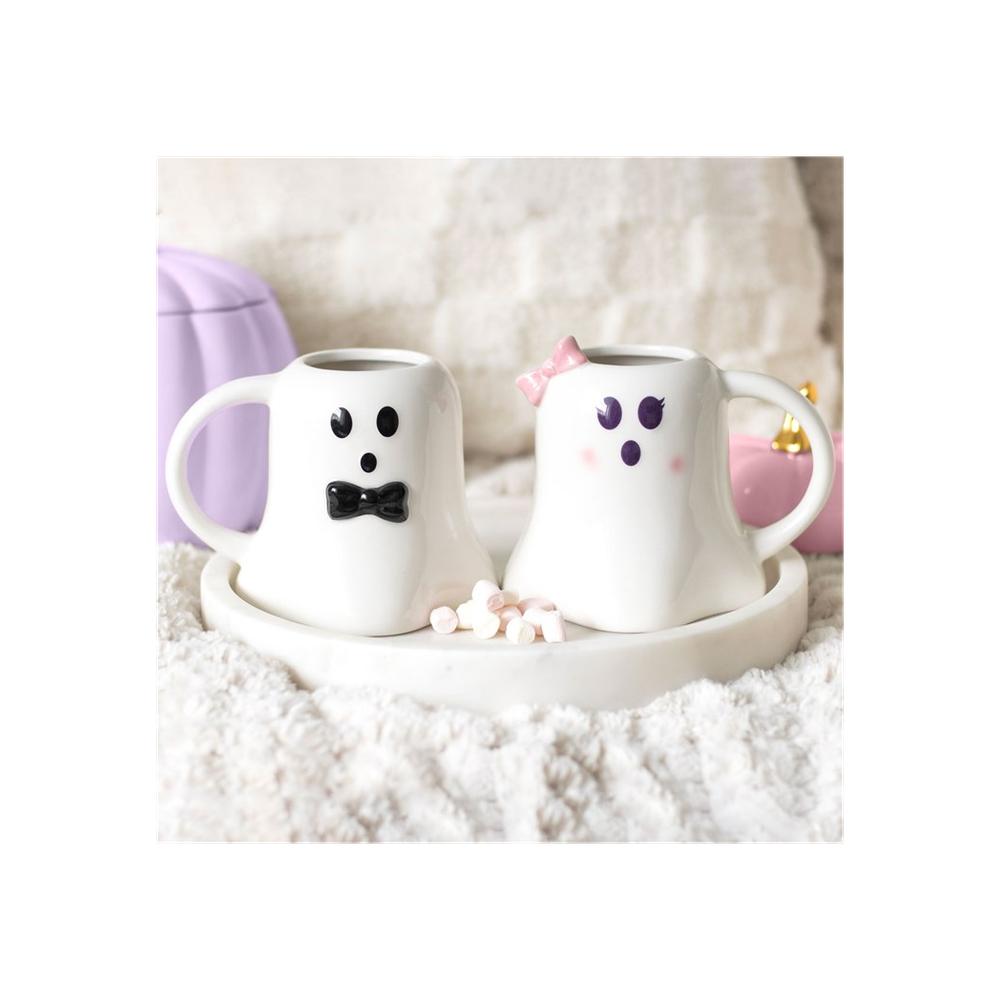 Mr and Mrs Boo Ghost Shaped Mug Set: 5 - Mugs By Gift Moments