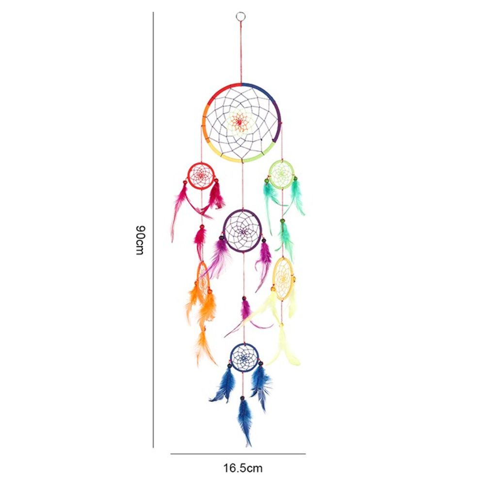 Multi Rainbow Dreamcatcher 90cm: 2 - Dreamcatchers By Gift Moments