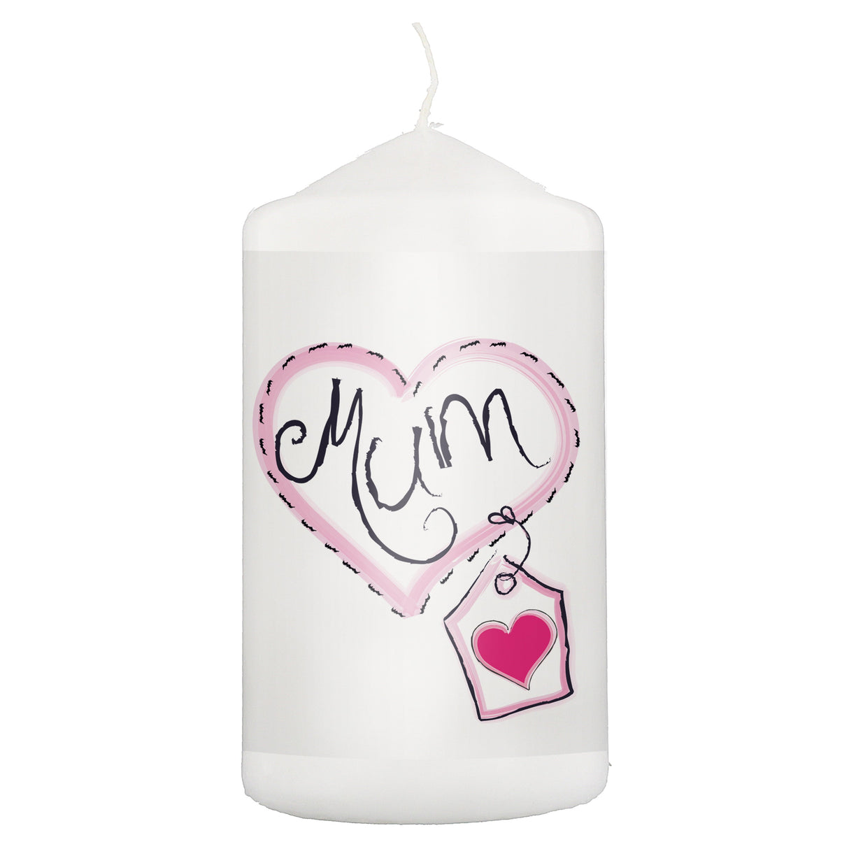 Mum Heart Stitch Pillar Candle: 2 - Candles By Gift Moments
