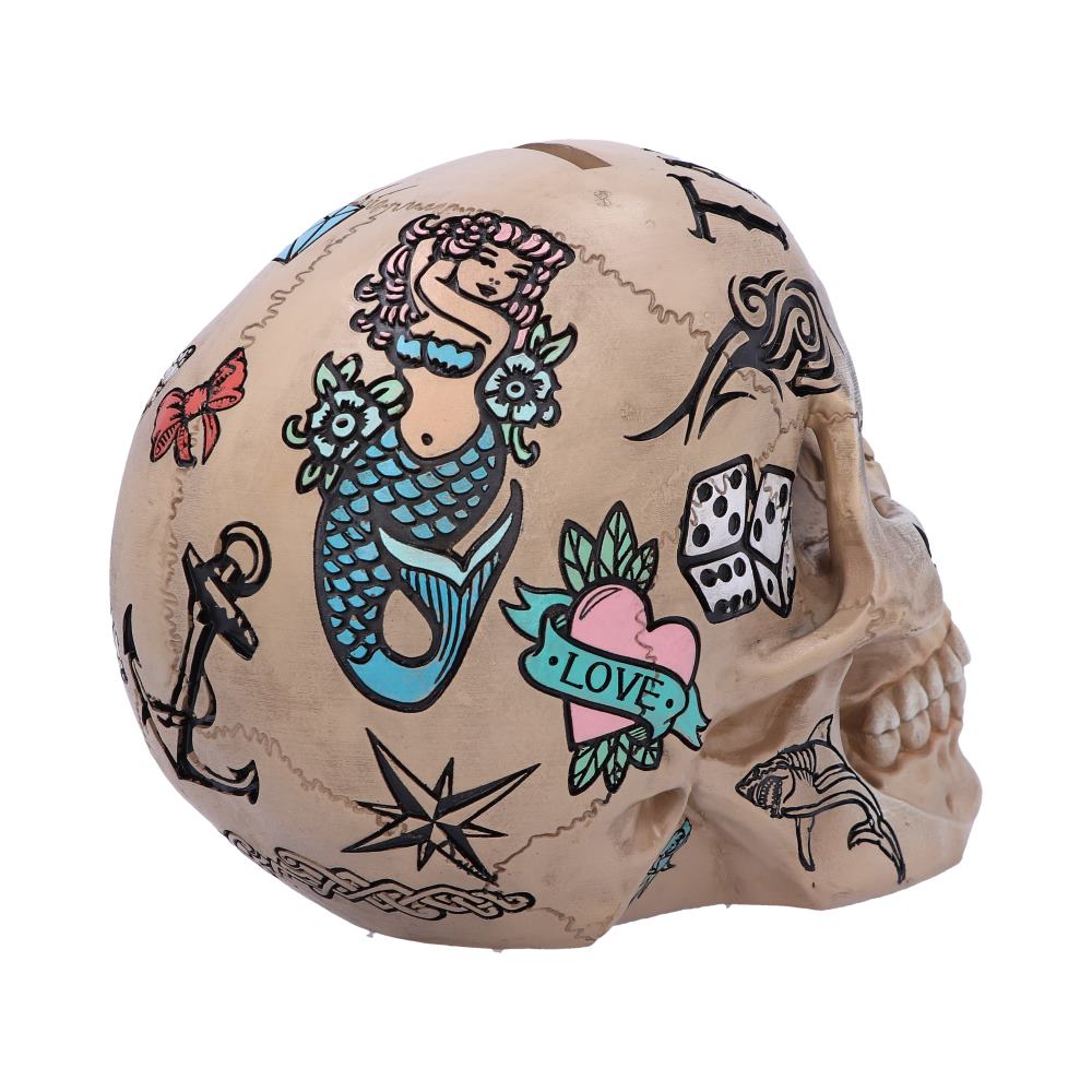 Natural Bone Coloured Traditional Tribal Tattoo Fund Skull: 5 - Money Boxes By NN Designs