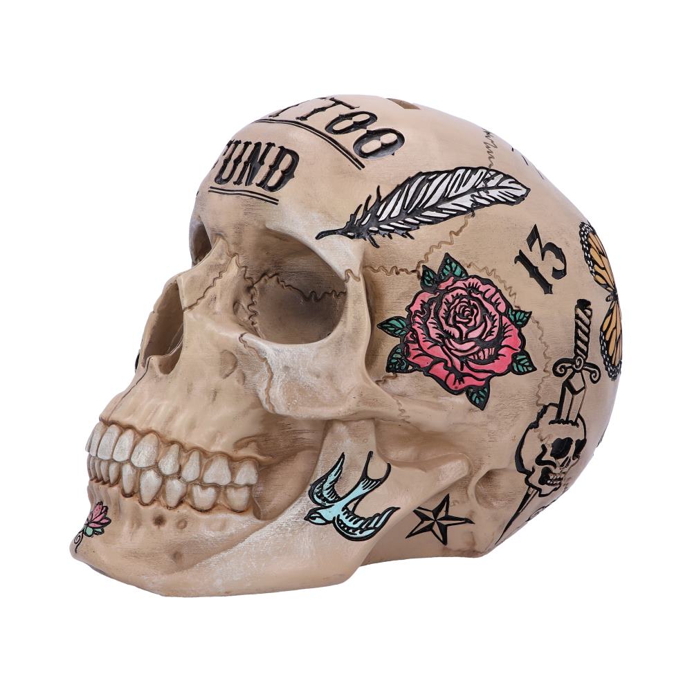 Natural Bone Coloured Traditional Tribal Tattoo Fund Skull: 3 - Money Boxes By NN Designs