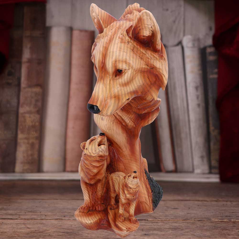 Natural Song Howling Wolves Wood Effect Bust: 1 - Figures & Collectables By Gift Moments