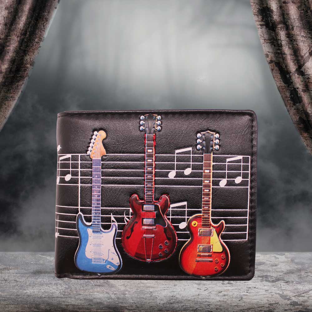 Nemesis Now Electric Guitars Embossed Music Wallet Black 11cm: 1 - Wallets By Gift Moments