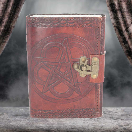 Nemesis Now Wiccan Lockable Pentagram Leather Embossed Journal: 1 - Leather Journals By Gift Moments