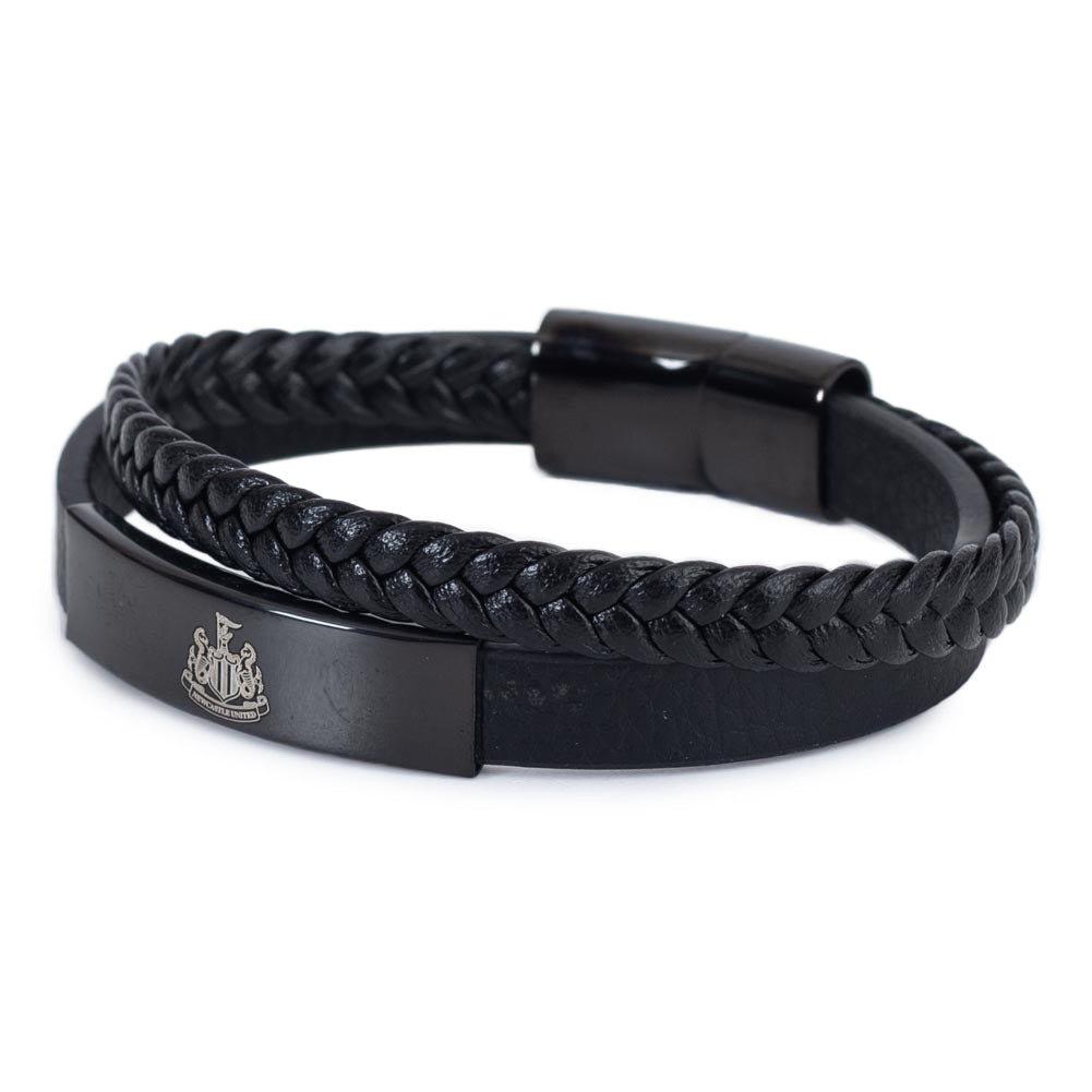 Newcastle United FC Black IP Leather Bracelet: 2 - Bracelets By Newcastle United