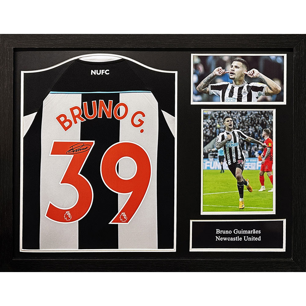 Newcastle United FC Bruno Guimaraes Signed Shirt (Framed): 1 - Signed Memorabilia By Newcastle United