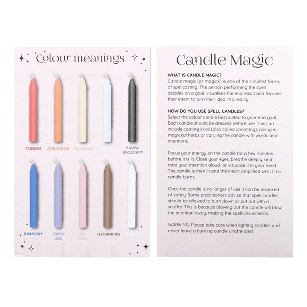Pack of 12 Mixed Colour Spell Candles: 4 - Candles By Gift Moments