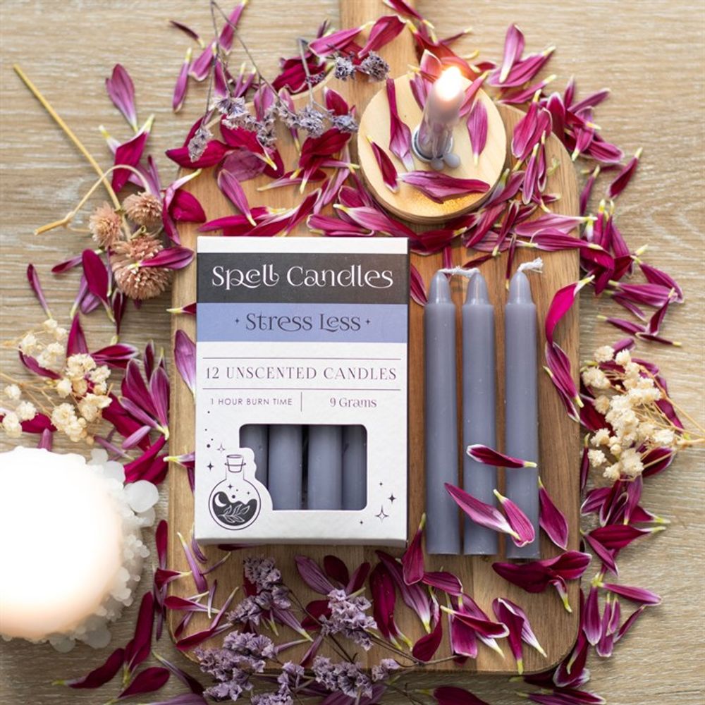 Pack of 12 Stress Less Spell Candles: 5 - Candles By Gift Moments