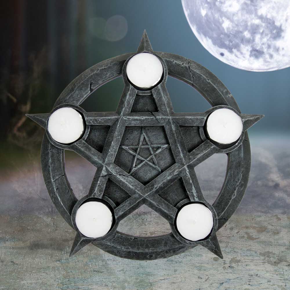 Pentagram Gothic Wiccan Tealight Holder: 1 - Candles & Holders By Gift Moments