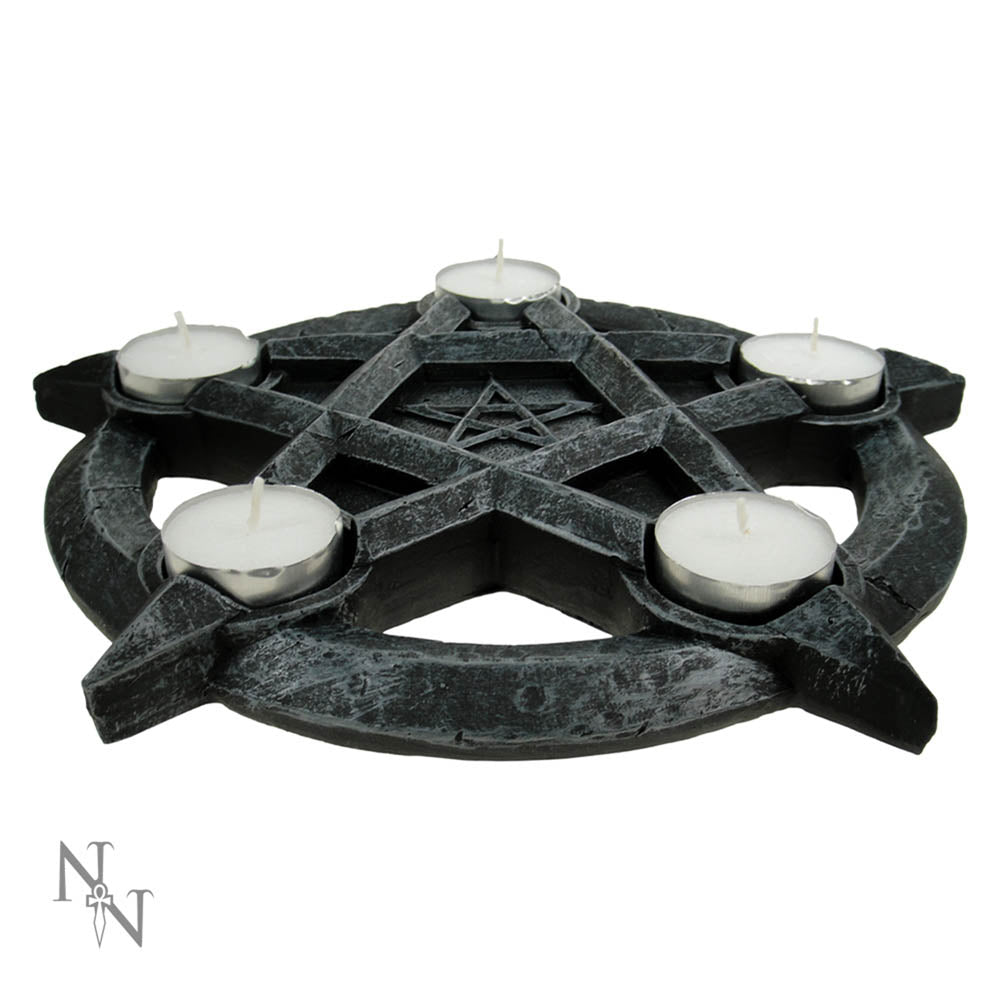 Pentagram Gothic Wiccan Tealight Holder: 4 - Candles & Holders By Gift Moments