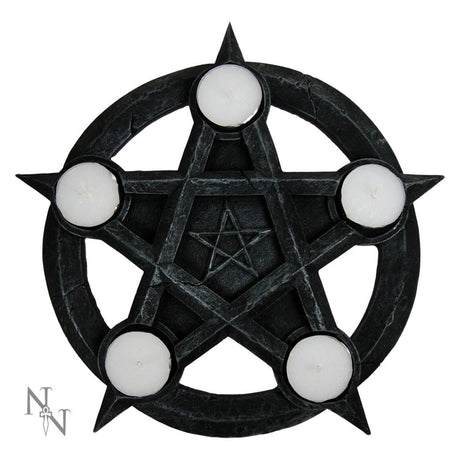 Pentagram Gothic Wiccan Tealight Holder: 2 - Candles & Holders By Gift Moments