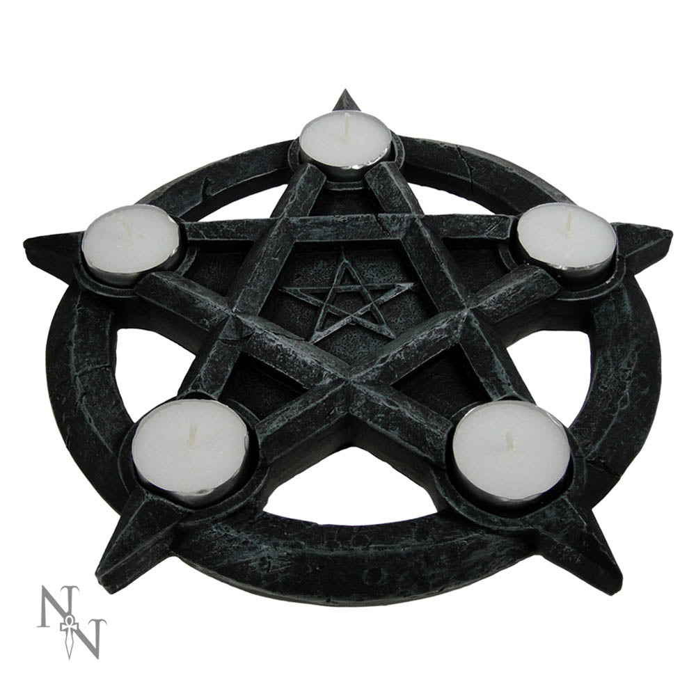 Pentagram Gothic Wiccan Tealight Holder: 3 - Candles & Holders By Gift Moments