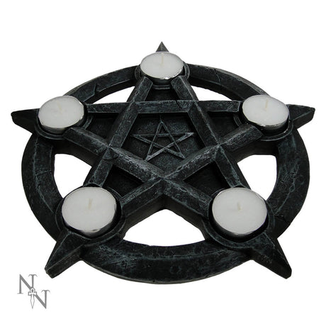 Pentagram Gothic Wiccan Tealight Holder: 3 - Candles & Holders By Gift Moments