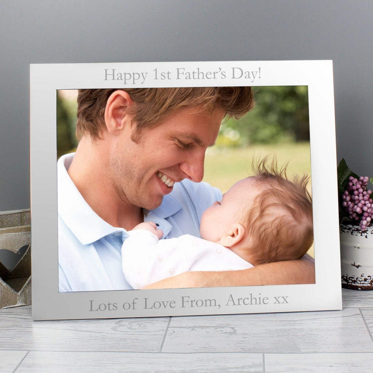 Personalised 10x8 Landscape Silver Photo Frame: 6 - Photo Frames By Gift Moments