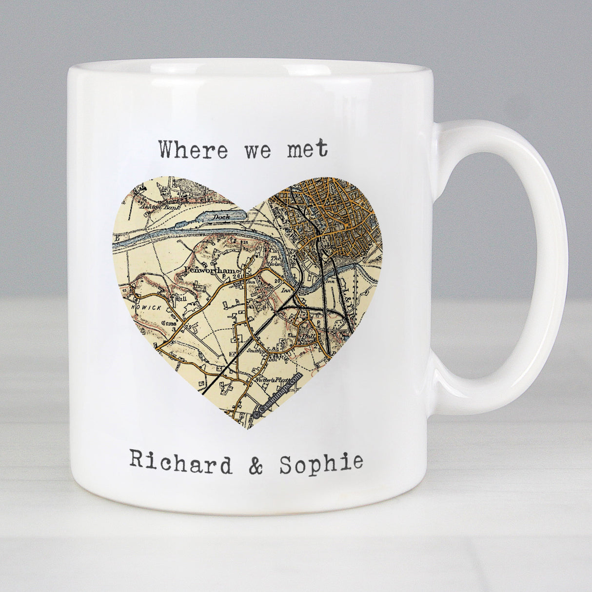 Personalised 1896 - 1904 Revised New Map Heart Mug: 1 - Mugs By Gift Moments