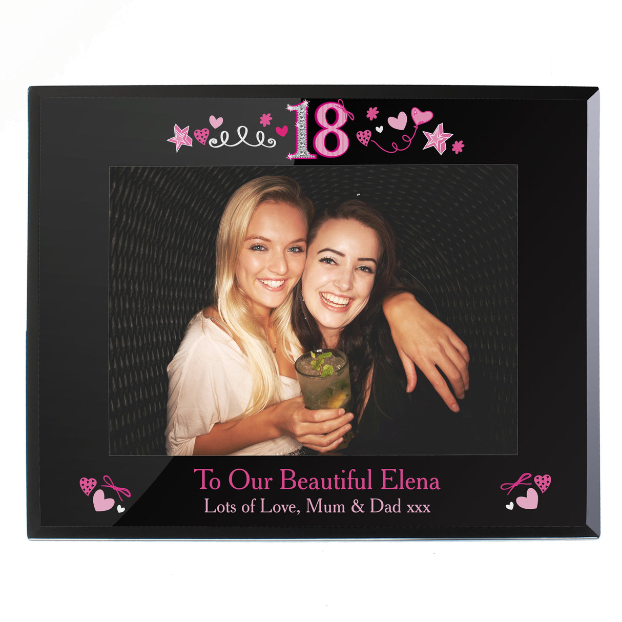 Personalised 18th Birthday Black Glass 5x7 Frame: 2 - Photo Frames By Gift Moments