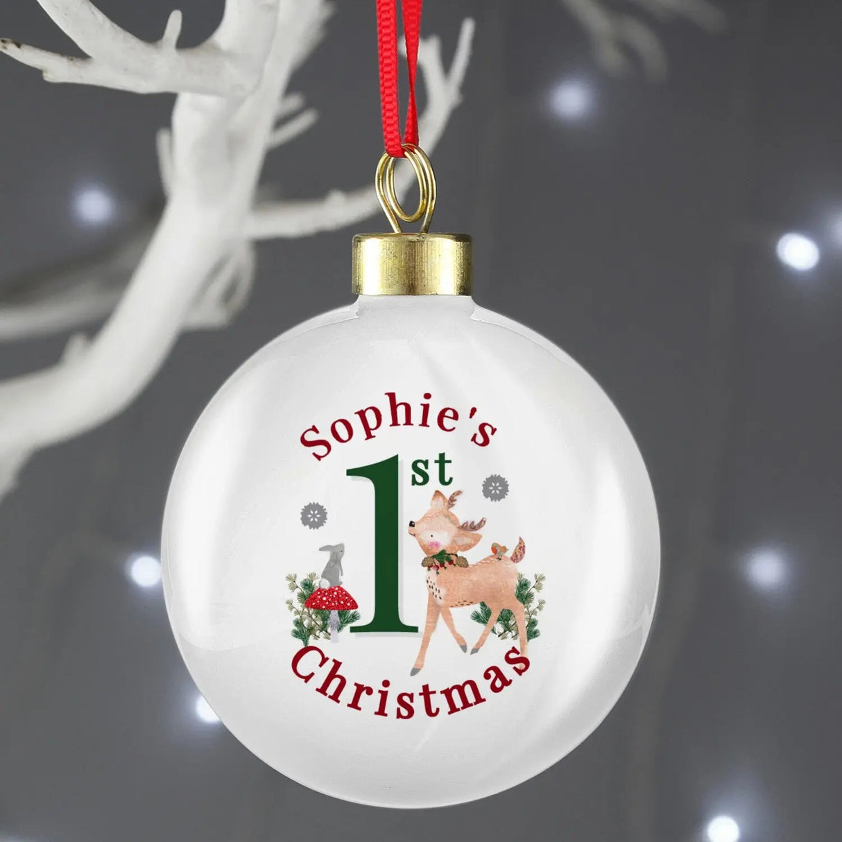 Personalised 1st Christmas Festive Fawn Bauble: 3 - Christmas Baubles By Gift Moments